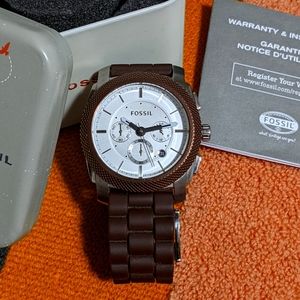 Fossil chronograph rubber band watch